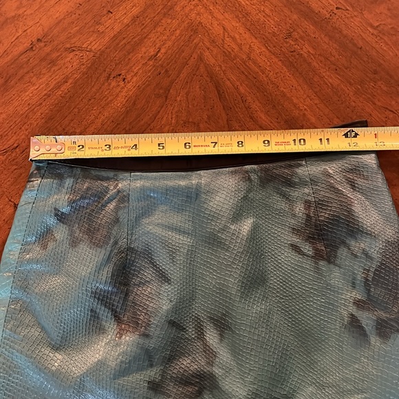 Topshop 100% Leather Turquoise Layered Snakeskin Mini Skirt Sz 2 - Picture 5 of 10